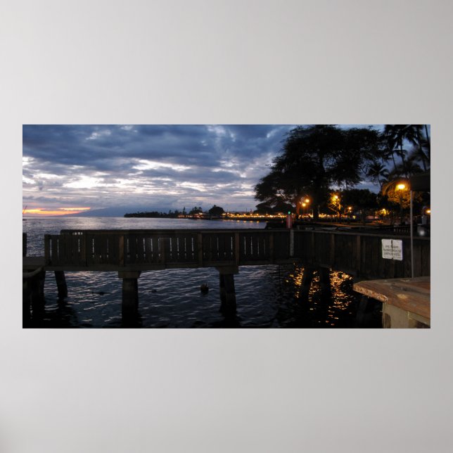 Poster Luzes da cidade de Lahaina ao pôr do sol (Frente)