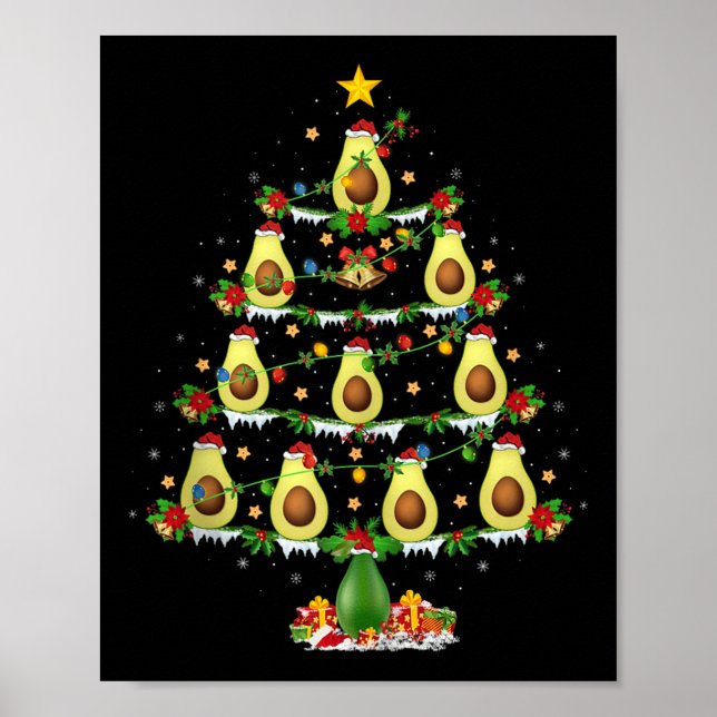 Poster Luzes de árvore de Natal de abacate Abacate engraç (Frente)