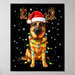 Poster Luzes de árvore de Natal de camisola de cão pastor
