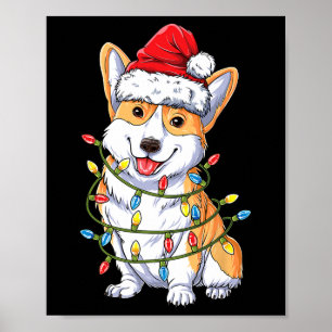Poster Luzes De árvore De Natal Do Corgi Santa Natal Meni