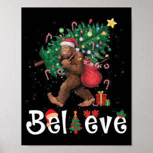 Poster Luzes de árvore de Natal do Papai Noel Pé Grande S