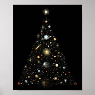 Poster Luzes de árvore de Natal do Sistema Solar Espaço P