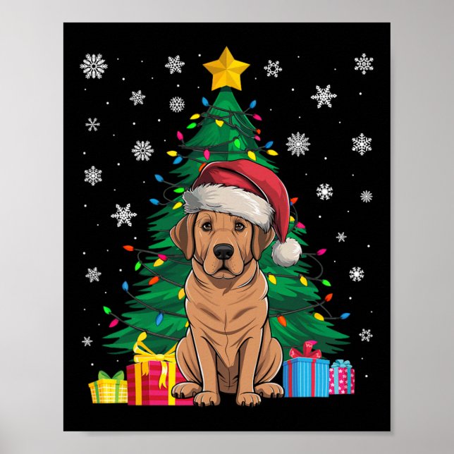 Poster Luzes de Árvore de Natal Doce Feia Labrador Cachor (Frente)