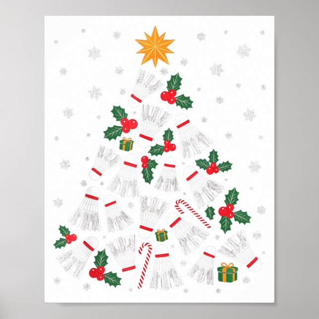 Poster Luzes de árvore de Natal engraçadas de Badminton S (Frente)