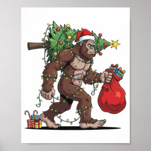 Poster Luzes de árvore de Natal engraçadas do Papai Noel