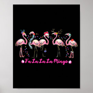 Poster Luzes de árvore de Natal Flamingo Fa La La Mingo T