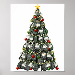 Poster Luzes de árvore de Natal jogador de badminton Xmas