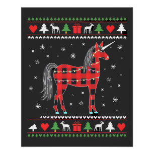 Pôster Luzes de árvore de Natal Unicórnio Decoração do Na