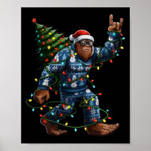 Poster Luzes de Chapéu de Papai Noel da Árvore de Natal B