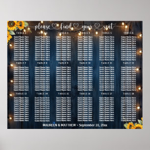 Poster Luzes de Corda de Madeira Azul 18 Mesas Assentos d