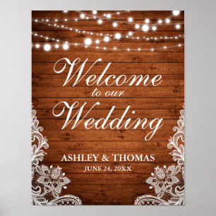 Poster Luzes de Corda de Madeira de Casamento Russo