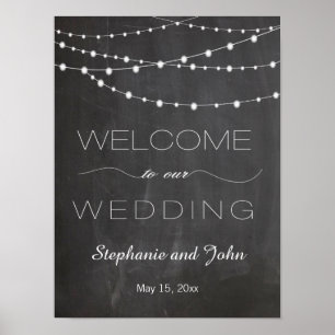 Poster Luzes de corda do quadro: sinal de casamento de bo