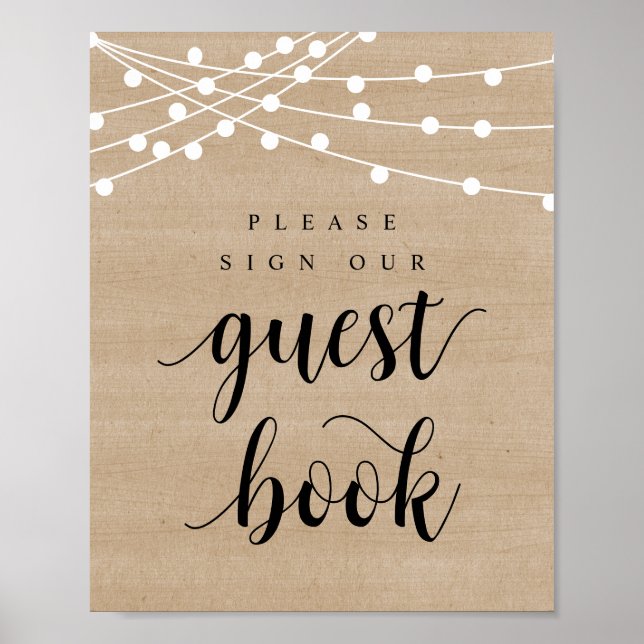 Poster Luzes de Corda, Placa de Sinalização de Casamento  (Frente)