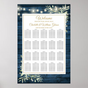 Poster Luzes de Corda Rústicas Azuis Gráfico de Assentos