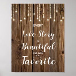 Poster Luzes de corda rústicas Cada história de amor é...