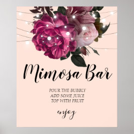 Poster Luzes de corda rústicas chá de noiva bar de mimosa