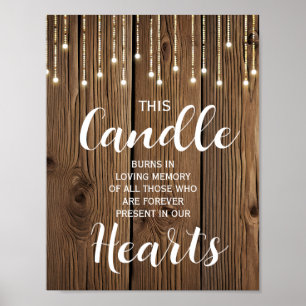 Poster Luzes de corda rústicas Sinal de vela de memória c