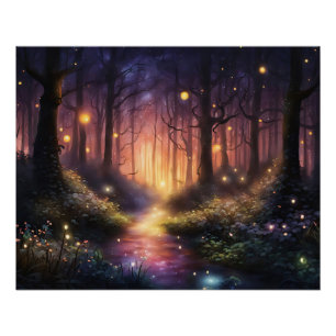 Pôster Luzes de Firefly na Floresta Whimal