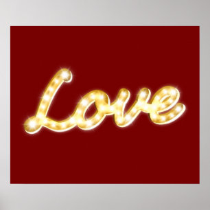 Pôster Luzes de Letreiro Antigo Cartaz de Amor - vermelho