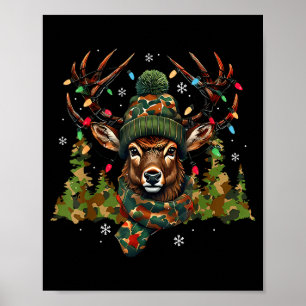 Poster Luzes de Natal Camuflagem Caça Rena Veado Natal