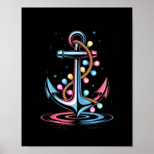 Poster Luzes de Natal Cruzeiro de Barco Férias Náuticas