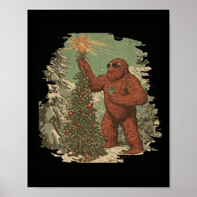 Poster Luzes de Natal da Árvore de Natal do Pé Grande Tar (Frente)