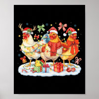 Luzes de Natal de Galinha Chapéus de Papai Noel Re