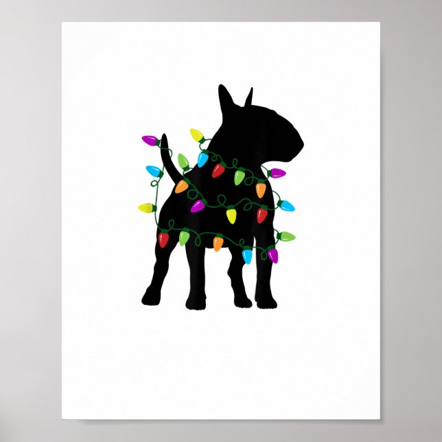 Poster Luzes de Natal do Bull Terrier Dog (Frente)