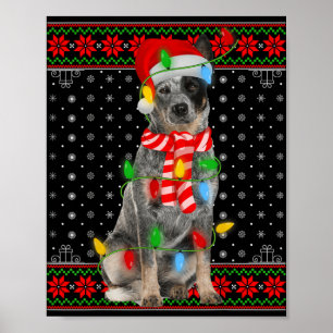 Poster Luzes de Natal do Cão Feio com Chapéu de Papai Noe