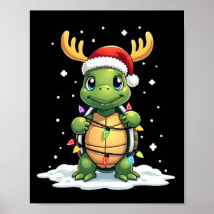 Poster Luzes de Natal do Papai Noel da Tartaruga Marinha