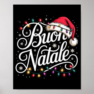 Poster Luzes de Natal Família Italiana Chapéu Vermelho de