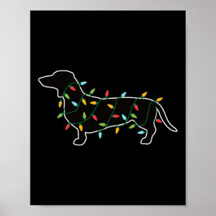 Poster Luzes De Natal Presente Para O Cão Ao Lover Dachsh