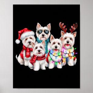 Poster Luzes de Natal Rena Westie Amante de Cães Xmas Pa
