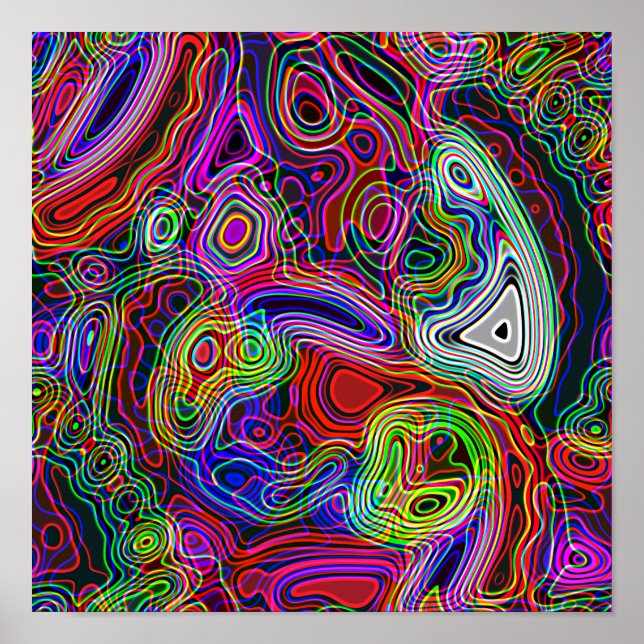 Poster Luzes de neon Abstrato Brilhantes coloridas (Frente)