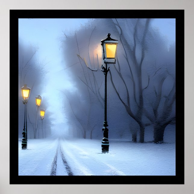 Poster Luzes De Rua Piscando Em Wonderland De inverno (Frente)