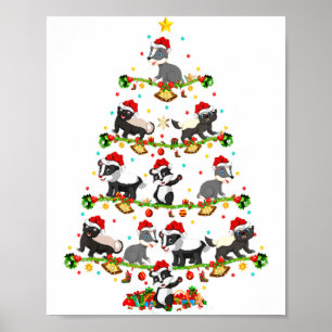 Poster Luzes de Texugo Natal Papai Noel Texugo Árvore de