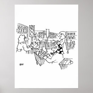 Poster Luzes de tráfego de controle de tráfego em um supe