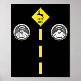 Poster Luzes de Veado com Marcações de Estrada Fantasia d