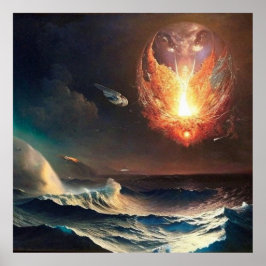 Poster Luzes do céu digital de pintura Abstrato moderna