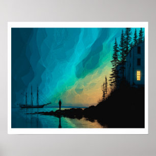 Poster Luzes do norte, voltas pelo mar, luz interior