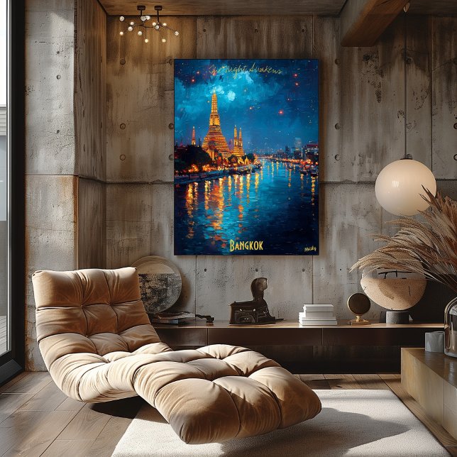 Poster Luzes Douradas de Banguecoque - Reflexos do Wat Ar (Criador carregado)