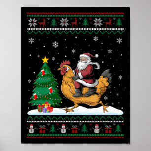 Poster Luzes Feias de Árvore de Natal Papai Noel Montado