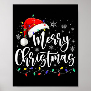 Poster Luzes Feliz Natal Chapéu de Papai Noel Vermelho Fa