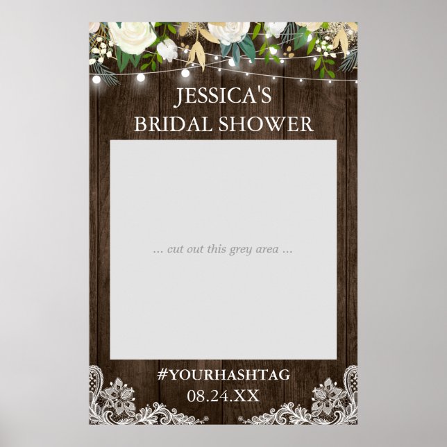 Poster Luzes Florais de Madeira Rústica Adereço de Foto p (Frente)