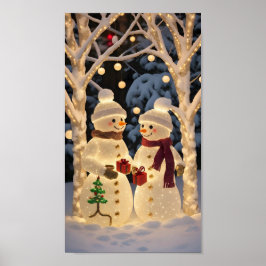 Poster Luzes Mágicas de Natal do Boneco de Neve