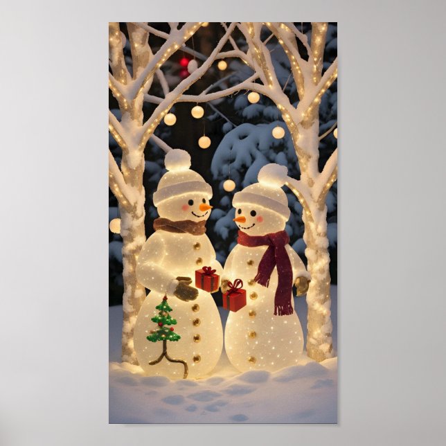 Poster Luzes Mágicas de Natal do Boneco de Neve (Frente)