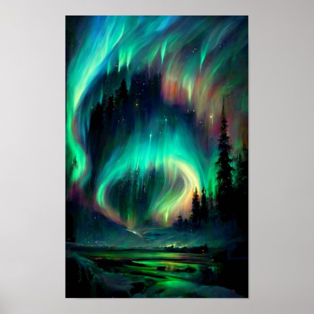 Poster Luzes Nortes, Aurora Borealis, Alasca (Frente)