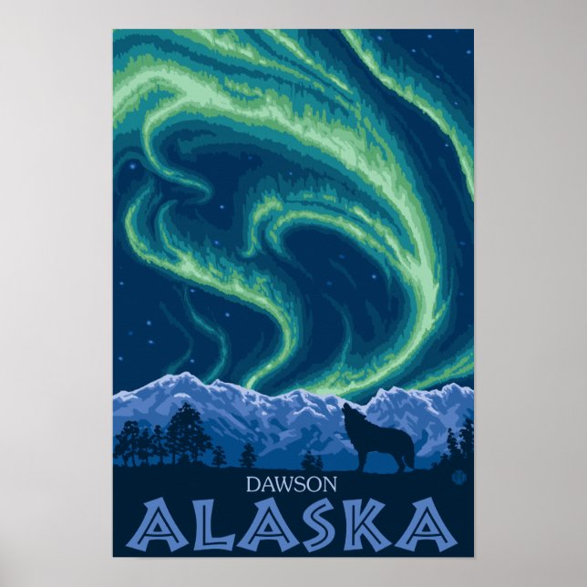 Poster Luzes nortes - Dawson, Alaska (Frente)