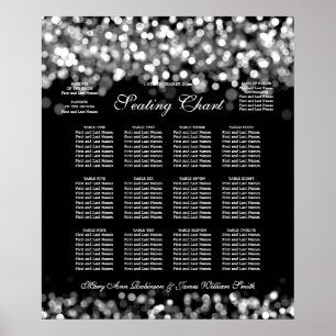 Poster Luzes prateadas de gráfico de casamentos elegantes
