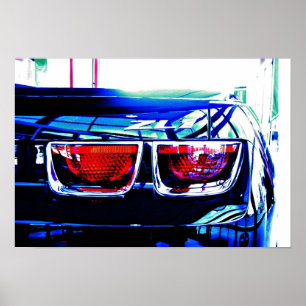 Poster Luzes pretas da cauda de Camaro ZL1 com decalque